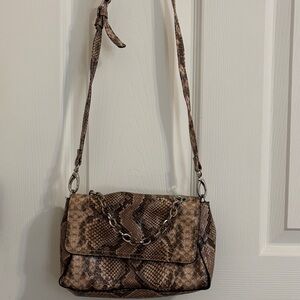 Brown Snake Print Shoulder Bag